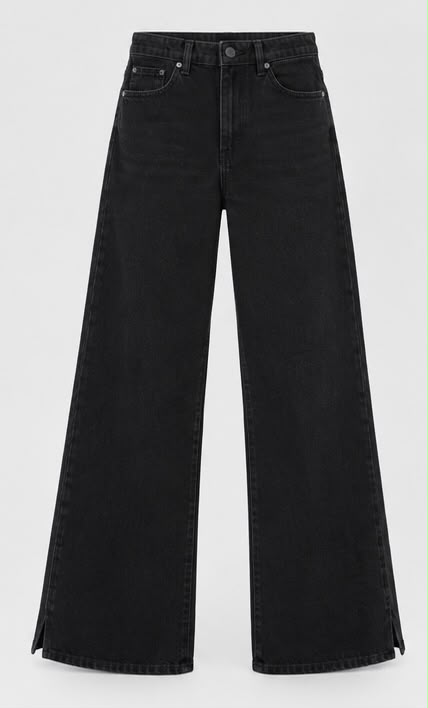Black wide-leg jeans - waistband detail