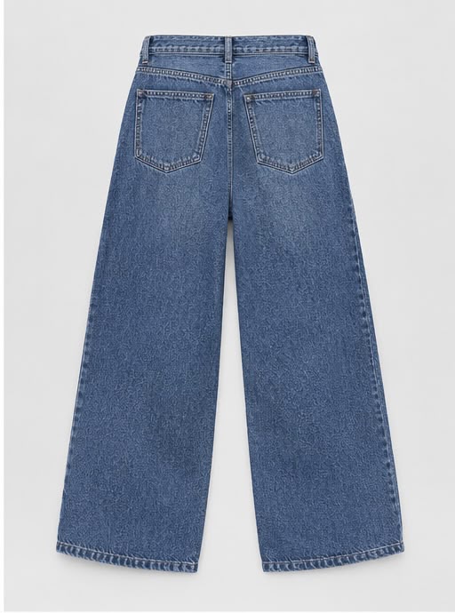 Blue wide-leg jeans - front view
