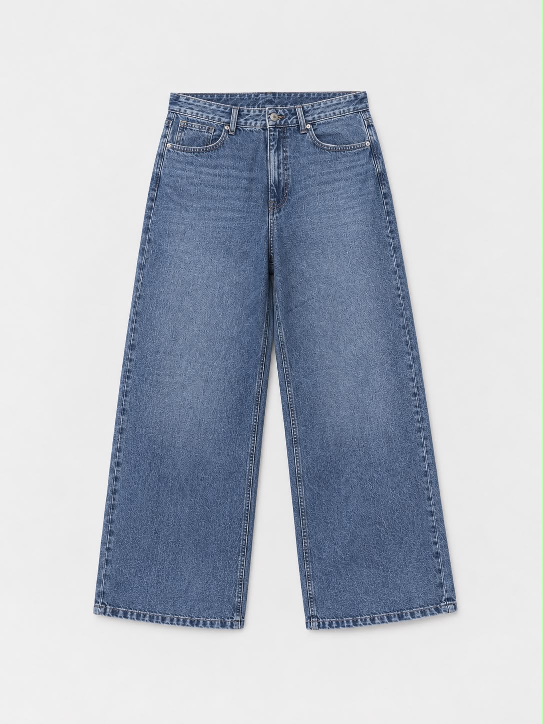 Blue wide-leg jeans - back view