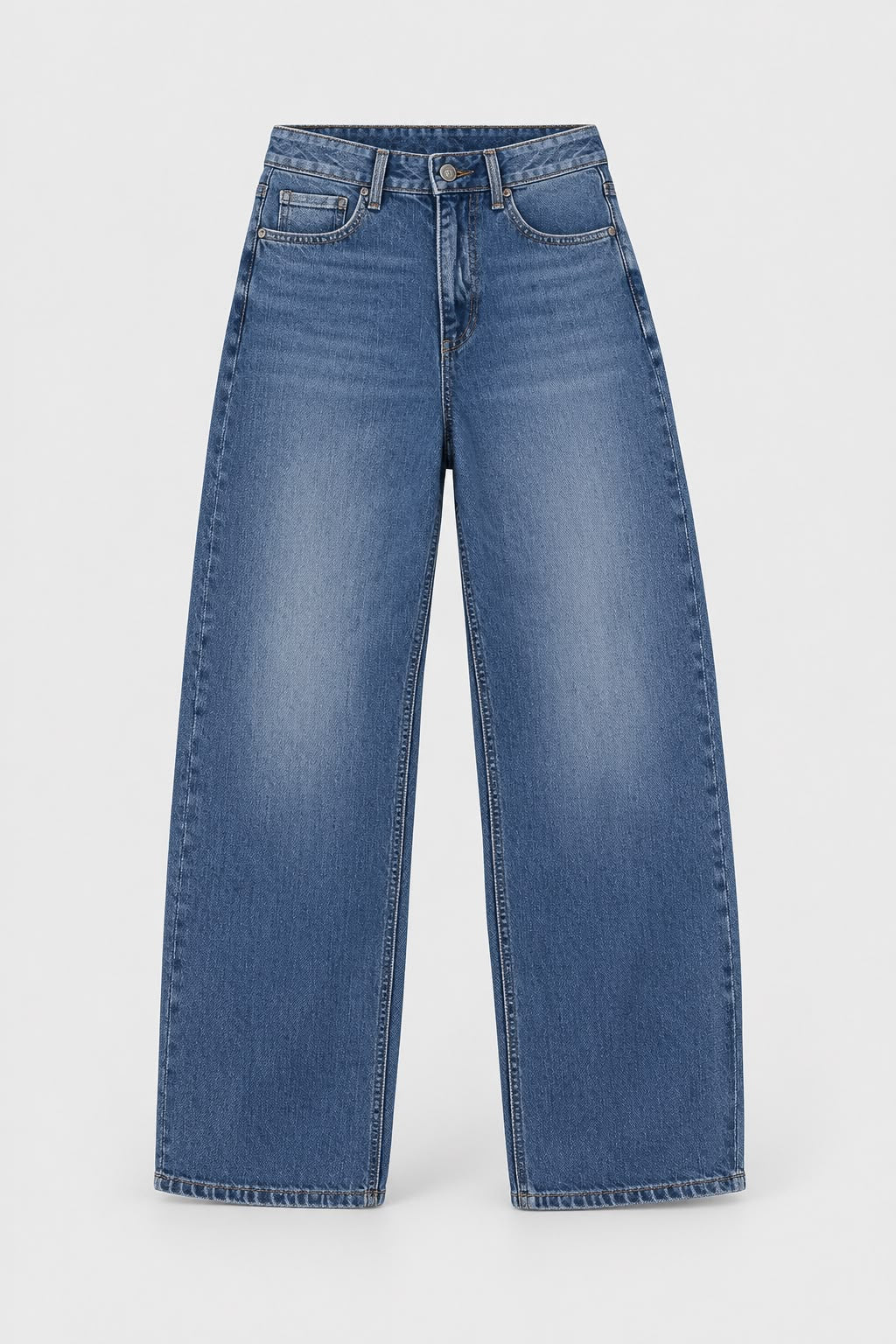 Blue wide-leg jeans - second alternate view